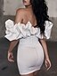 cheap Bodycon Dresses-Women&#039;s Sheath Dress Short Mini Dress White Sleeveless Solid Color Spring Summer Off Shoulder Vintage Sexy 2021 S M L XL XXL