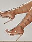 cheap Sandals-Women&#039;s Sandals Clear Shoes Daily Summer Rhinestone Pumps Peep Toe PU Buckle Pink
