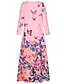 cheap Maxi Dresses-Women&#039;s Shift Dress Maxi long Dress Yellow Blushing Pink White Light Blue Long Sleeve Butterfly Fall Spring Jewel Neck Hot Loose S M L XL XXL 3XL 4XL 5XL