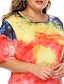 cheap Plus Size Dresses-Women&#039;s T Shirt Dress Tee Dress Knee Length Dress Rainbow Short Sleeve Rainbow Summer Round Neck Casual Chinoiserie 2021 XL XXL 3XL 4XL / Plus Size
