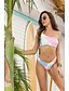 baratos Bikini-Mulheres Roupa de Banho Tankini Normal roupa de banho Imprimir Geométrica Arco-íris Fatos de banho