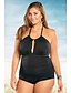 cheap Plus Size Swimwear-Women&#039;s One Piece Swimsuit Black Swimwear Halter Bathing Suits