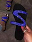abordables Sandals-Femme Sandales Bohème Glitter Crystal Sequined Jeweled Sandales plates Talon Plat Bout rond Simple Sexy Quotidien Strass Couleur Pleine Polyuréthane Eté Noir / Bleu / Rose