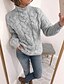 billige Sweaters-Dame bluse Bluse Helfarve Strikket Basale Afslappet Chunky Langærmet Sweater Cardigans Efterår Vinter Rullekrave Gul Lyserød Grå