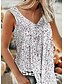 abordables Tops &amp; Blouses-Mujer Blusa Camisa Patrón Gráfico Estampado Escote en Pico Tops Blanco Azul Piscina Rosa