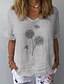 cheap T-Shirts-Women&#039;s T shirt Tee Light Blue Gray White Floral Flower Daily Short Sleeve V Neck S / Summer