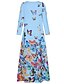 cheap Maxi Dresses-Women&#039;s Shift Dress Maxi long Dress Yellow Blushing Pink White Light Blue Long Sleeve Butterfly Fall Spring Jewel Neck Hot Loose S M L XL XXL 3XL 4XL 5XL