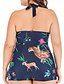 cheap Plus Size Swimwear-Women&#039;s One Piece Swimsuit Geometric Navy Blue Swimwear Bathing Suits