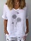 billige T-shirts-Dame T-shirt Lyseblå Grå Hvid Blomstret Blomst Daglig Kortærmet V-hals S / Sommer