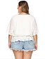 cheap Plus Size Tops-Women&#039;s Plus Size T shirt Solid Colored V Neck Tops Cotton White