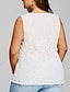 preiswerte Tops in Übergröße-Damen Übergrössen T-Shirt Solide Ausgeschnitten Spitze Stehkragen Oberteile Grundlegend Street Schick Basic Top Weiß