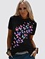 billige T-shirts-Dame T skjorte Sommerfugl Grafiske trykk Rund hals Grunnleggende Topper Løstsittende Svart / 3D-utskrift