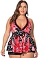 cheap Tankini-Women&#039;s Tankini Swimsuit Geometric Red Swimwear Bathing Suits