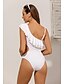 cheap One-Pieces-Women&#039;s Swimwear One Piece Normal Swimsuit Ruffle Solid Colored White Bathing Suits Sexy
