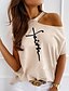 abordables T-shirts-Mujer Fe Camiseta Letra Cuello halter Tops Corte Ancho Top básico Blanco Negro
