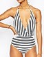 cheap One-Pieces-Women&#039;s One Piece Swimsuit Print White Swimwear Halter Halter Neck Bathing Suits