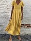 cheap Maxi Dresses-Women&#039;s A Line Dress Midi Dress Yellow Green Orange White Black Short Sleeve Summer V Neck Hot Casual 2021 S M L XL XXL 3XL 4XL 5XL / Plus Size / Plus Size