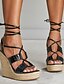 cheap Sandals-Women&#039;s Sandals Daily Wedge Sandals Summer Wedge Heel Open Toe PU Lace-up Black