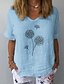 abordables T-shirts-T shirt Tee Femme Bleu clair Gris Blanche Floral Fleur du quotidien Manches Courtes Col V Standard S / Eté