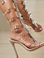 cheap Sandals-Women&#039;s Sandals Clear Shoes Daily Summer Rhinestone Pumps Peep Toe PU Buckle Pink