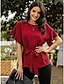 cheap Tops &amp; Blouses-Women&#039;s Blouse Shirt Solid Colored Lace up Bow Round Neck Tops Basic Top Blue Red Green