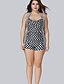 cheap Plus Size Swimwear-Women&#039;s One Piece Swimsuit Polka Dot Floral Stripe Swimwear Bathing Suits Black