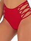 baratos Bottoms-Mulheres Roupa de Banho praia inferior Normal roupa de banho Cor Sólida Preto Vermelho Fatos de banho