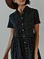cheap Casual Dresses-Women&#039;s Shirt Dress Midi Dress White Black Short Sleeve Polka Dot Summer Shirt Collar Casual 2021 S M L XL XXL 3XL 4XL