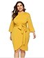 cheap Plus Size Dresses-Women&#039;s Shift Dress Knee Length Dress Black Yellow 3/4 Length Sleeve Solid Color Summer V Neck Casual Chinoiserie 2021 L XL XXL 3XL 4XL / Plus Size