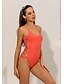 abordables Una pieza-Mujer Bañadores Una pieza Normal Traje de baño Escote en V Profunda Color sólido Naranja Trajes de baño Sensual En línea