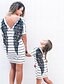 cheap New Arrivals-Mommy and Me Dress Black &amp; White Striped Graphic Geometric Print Short Sleeve Active Sweet Knee-length White