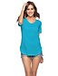 preiswerte T-shirts-Damen T-Shirt Solide V-Ausschnitt Oberteile Grundlegend Basic Top Weiß Schwarz Blau
