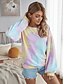 cheap Tops &amp; Blouses-Women&#039;s Blouse Shirt Tie Dye Long Sleeve Round Neck Tops Yellow Blushing Pink Gray