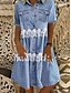 cheap Casual Dresses-Women&#039;s Denim Shirt Dress Knee Length Dress Blue Short Sleeve Lace Lace Pocket Spring Summer Shirt Collar Casual 2021 M L XL XXL 3XL