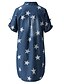 cheap Casual Dresses-Women&#039;s Denim Dress Short Mini Dress Blue Light Blue Short Sleeve Star Print Summer V Neck Hot Casual Loose 2021 S M L XL XXL 3XL