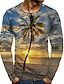 cheap Tank Tops-Men&#039;s T shirt Graphic Scenery Round Neck Plus Size Daily Going out Long Sleeve Print Tops Streetwear Exaggerated Rainbow