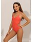cheap One-Pieces-Women&#039;s Swimwear One Piece Normal Swimsuit Deep V Solid Colored Orange Bathing Suits Sexy Online