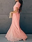 cheap Boho Dresses-Women&#039;s Swing Dress Maxi long Dress Blushing Pink Short Sleeve Solid Color Tassel Fringe Lace Summer V Neck Hot Vintage 2021 S M L XL XXL