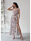 cheap Elegant Dresses-Women&#039;s Basic Sheath Swing Dress - Leopard Split Lace up Print Light Brown L XL XXL