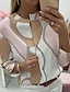 baratos Tops &amp; Blouses-Mulheres Blusa Camisa Social Gráfico Bloco de cor Geométrica Decote Redondo Elegante Moda Estilo de rua Blusas Rosa