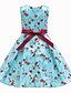 cheap Girls&#039; Dresses-Kids Little Girls&#039; Dress Floral Plants Lace up Blue Midi Short Sleeve Active Sweet Dresses Children&#039;s Day Regular Fit
