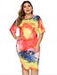 cheap Plus Size Dresses-Women&#039;s T Shirt Dress Tee Dress Knee Length Dress Rainbow Short Sleeve Rainbow Summer Round Neck Casual Chinoiserie 2021 XL XXL 3XL 4XL / Plus Size