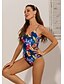 cheap One-Pieces-Women&#039;s Swimwear One Piece Normal Swimsuit Print Floral Blue Bathing Suits Sexy