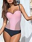 cheap One-Pieces-Women&#039;s Swimwear One Piece Normal Swimsuit Color Block Backless Tummy Control Mesh Slim Green Black Blue Pink Fuchsia Strap Underwire Padded Bathing Suits Sexy Cross Block / Padded Bras