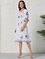 billige Boheme-inspirerede kjoler-Dame Swing Kjole Knælange Kjole Hvid Halvlange ærmer Geometrisk Sommer V-hals Afslappet 2021 S M L XL