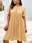 cheap Plus Size Dresses-Women&#039;s A Line Dress Knee Length Dress Yellow Royal Blue Short Sleeve Floral Summer V Neck Casual 2021 XL XXL 3XL 4XL / Plus Size