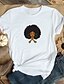 baratos T-shirts-Mulheres Camiseta Estampas Abstratas Decote Redondo Imprimir Básico Blusas 100% Algodão Cinza Claro Branco