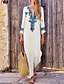 cheap Boho Dresses-Women&#039;s Loose Maxi long Dress Green Blue White Wine Orange Long Sleeve Floral Print Spring &amp; Summer V Neck Loose S M L XL XXL 3XL