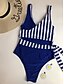 baratos Peça única-Mulheres cruz Bloco roupa de banho Listrado Roupa de Banho Fatos de banho Preto Azul Vinho Cinzento