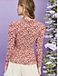 cheap Tops &amp; Blouses-Women&#039;s Blouse Shirt Floral Flower Long Sleeve Lace up Print Shirt Collar Elegant Hawaiian Tops Red
